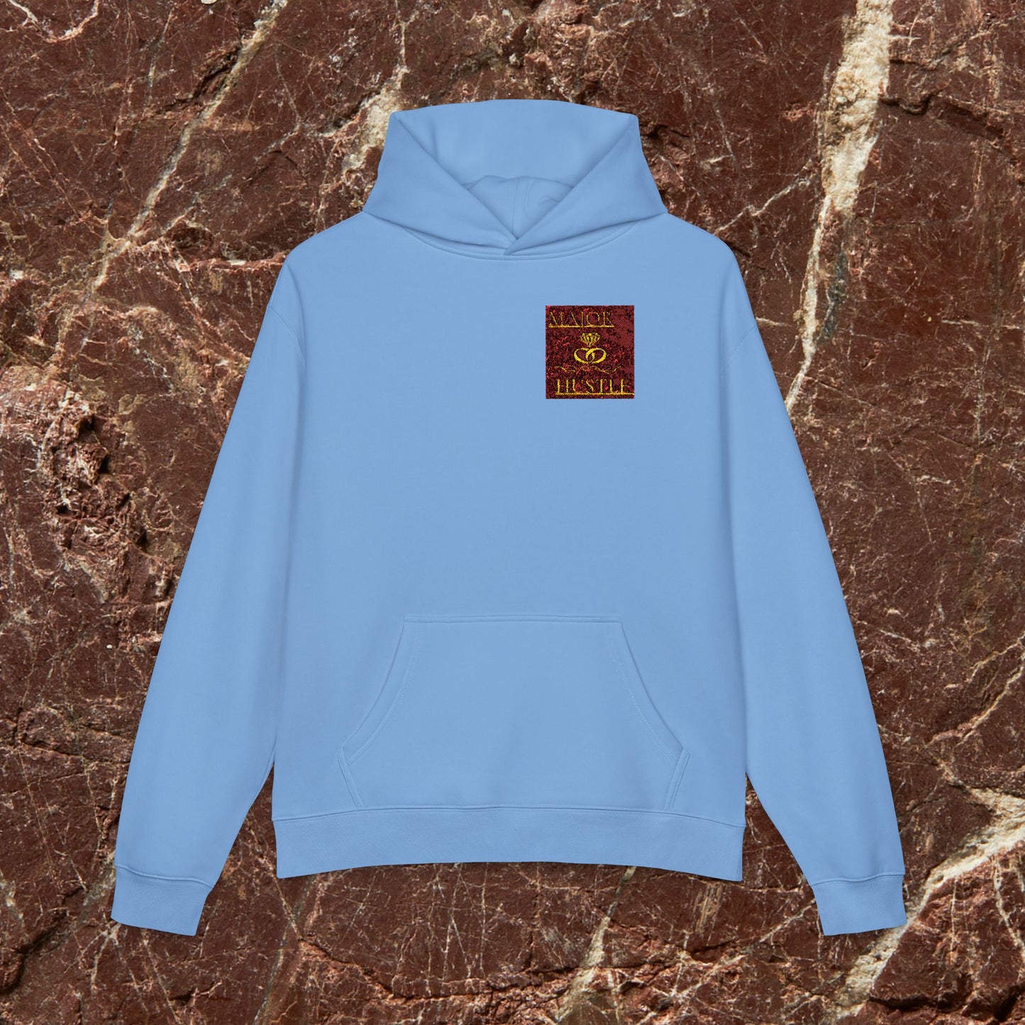 Relaxed Hoodie with Vintage Gold Dragon Chest Patch — Cozy Streetwear Pullover