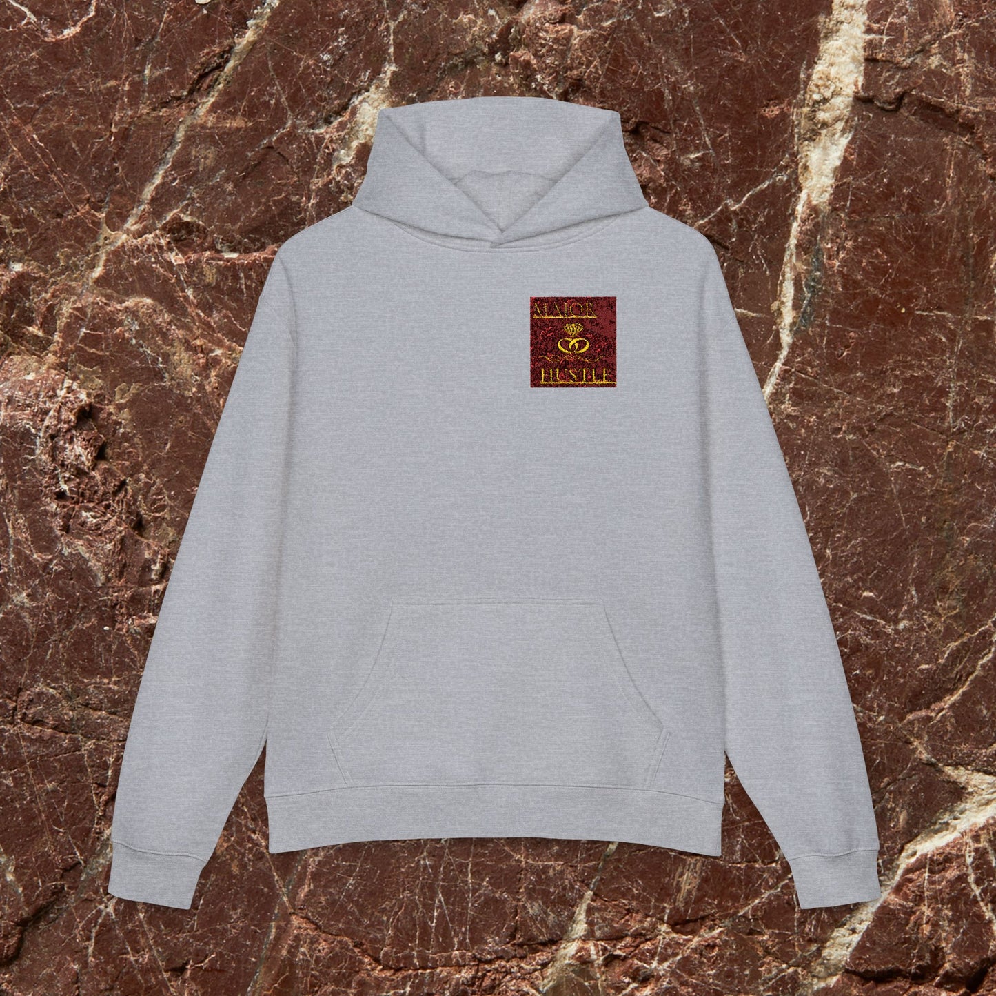 Relaxed Hoodie with Vintage Gold Dragon Chest Patch — Cozy Streetwear Pullover