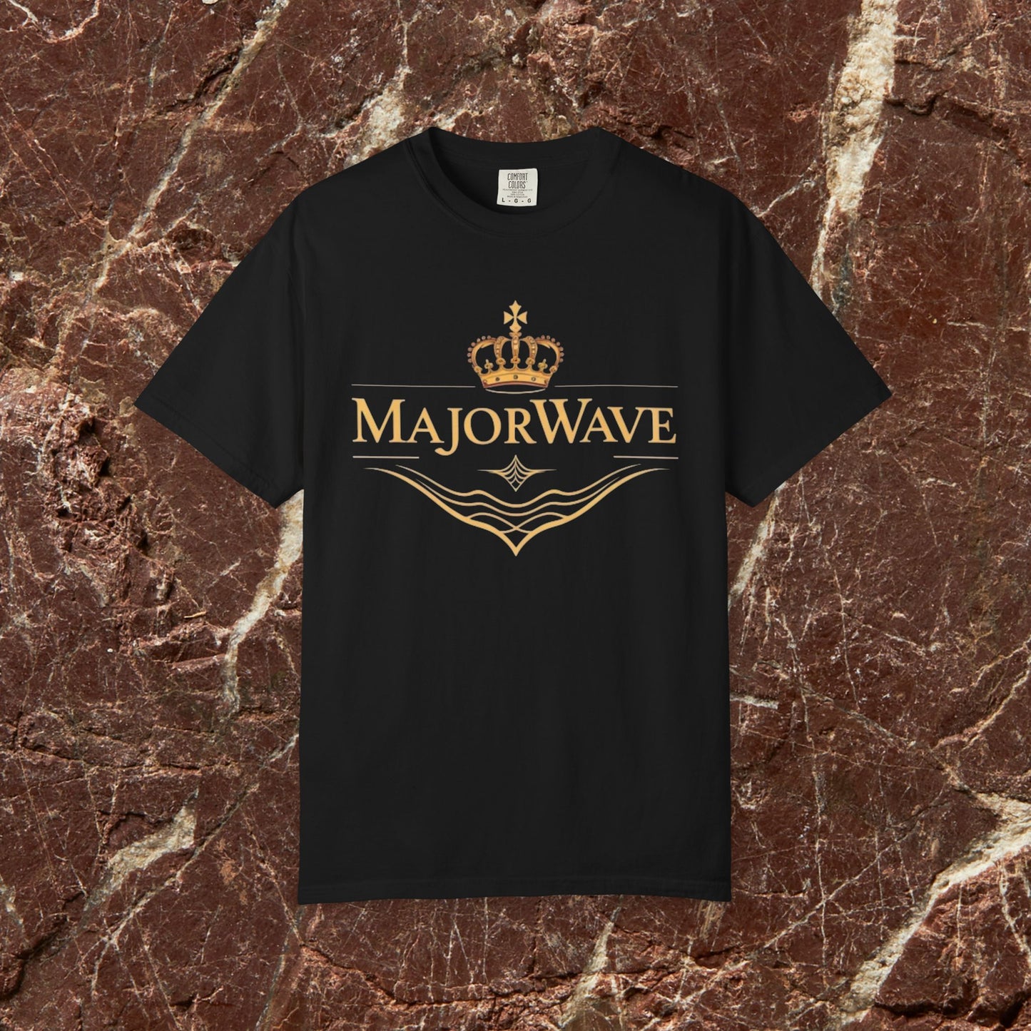 MajorWave Crown Logo T-Shirt — Floral Wreath Back Graphic