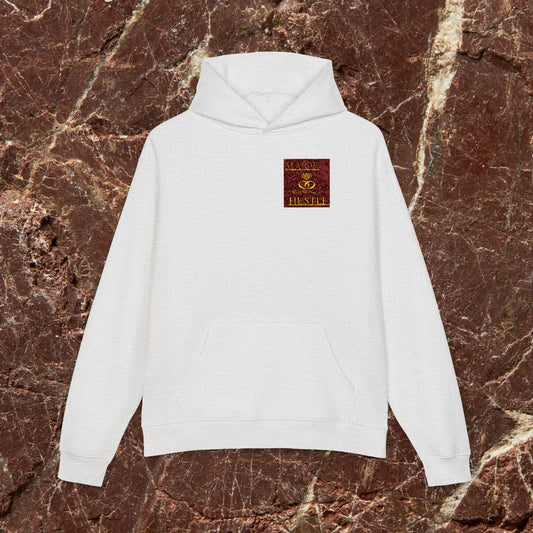 Relaxed Hoodie with Vintage Gold Dragon Chest Patch — Cozy Streetwear Pullover