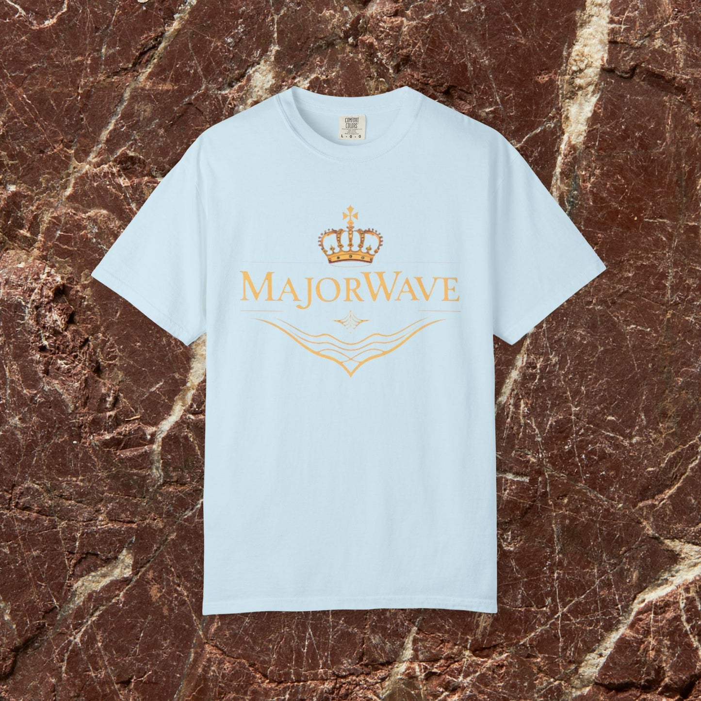 MajorWave Crown Logo T-Shirt — Floral Wreath Back Graphic