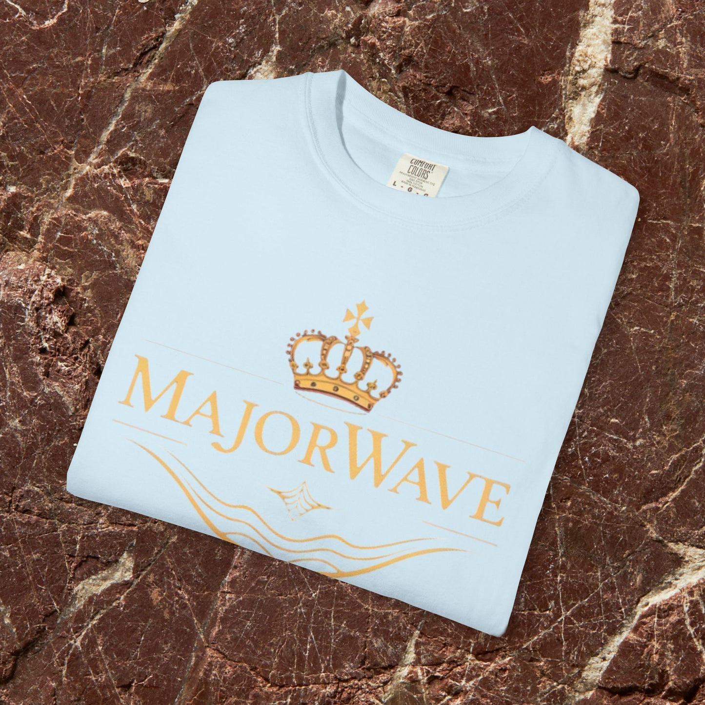 MajorWave Crown Logo T-Shirt — Floral Wreath Back Graphic