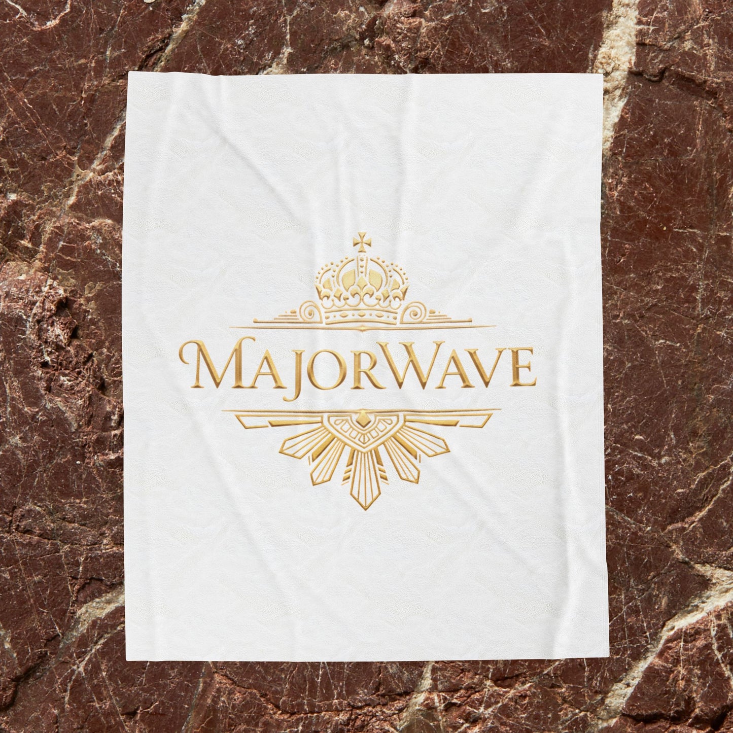 Plush Blanket — 'MajorWave' Gold Crest Velveteen Throw