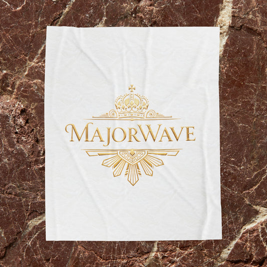 Plush Blanket — 'MajorWave' Gold Crest Velveteen Throw