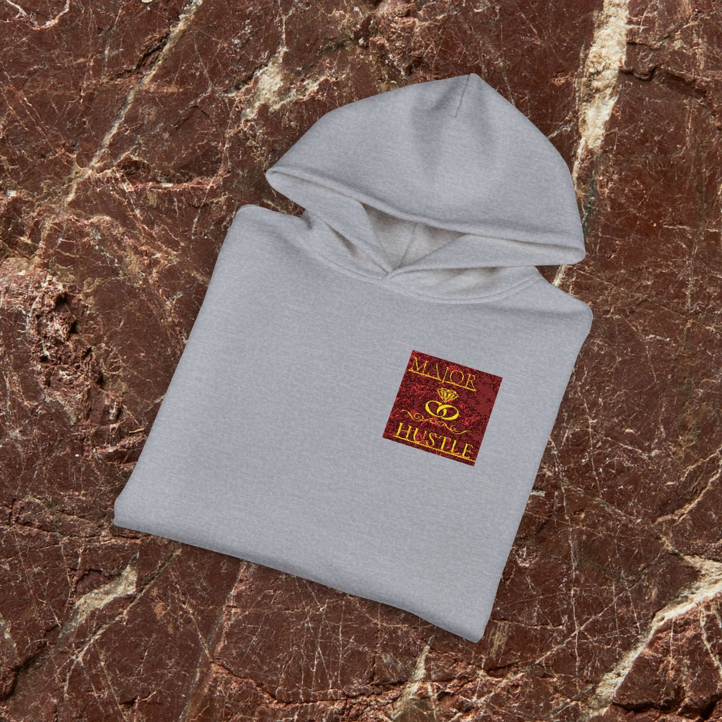 Relaxed Hoodie with Vintage Gold Dragon Chest Patch — Cozy Streetwear Pullover