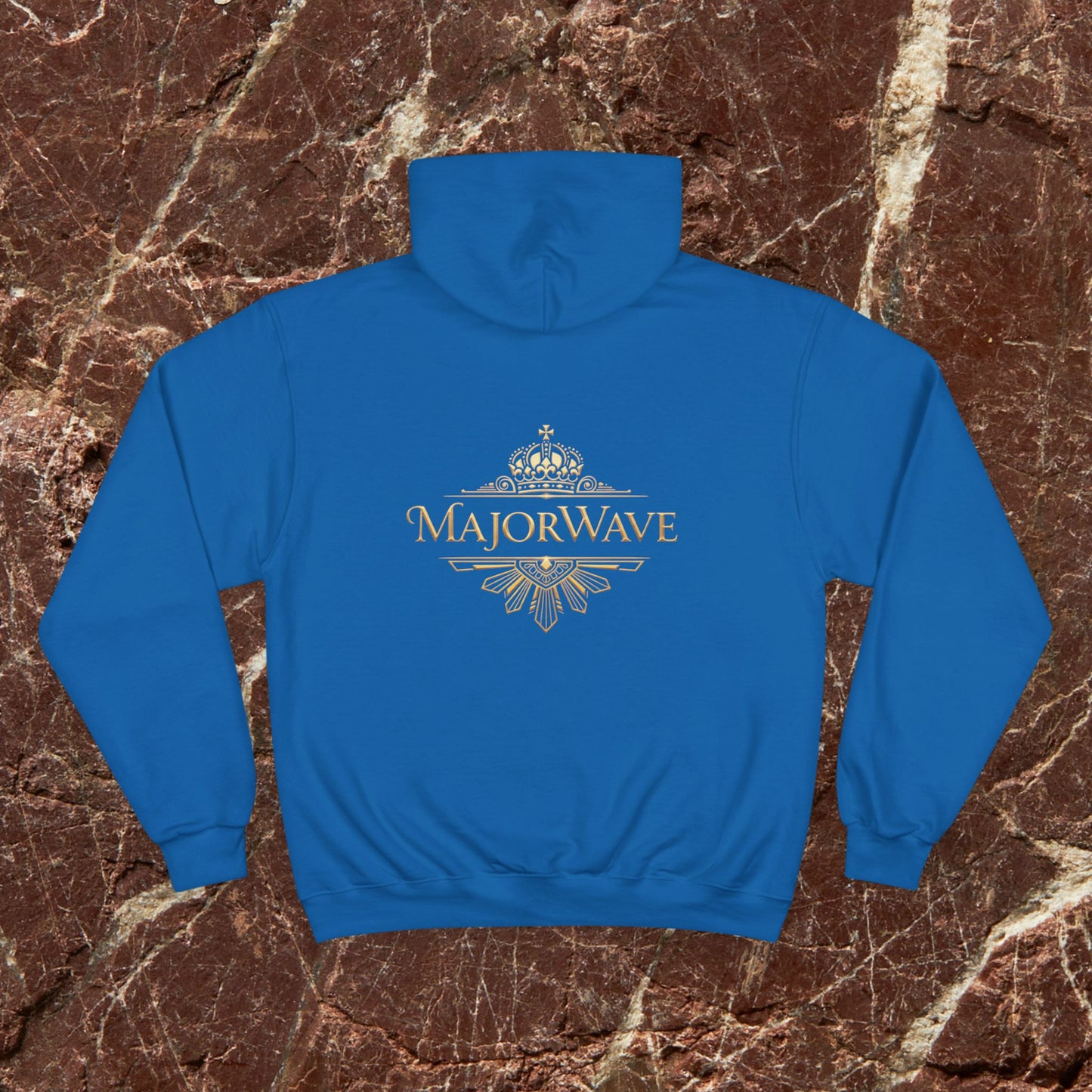 MajorWave Crown Logo Hoodie — Vintage Gold Emblem Champion Sweatshirt