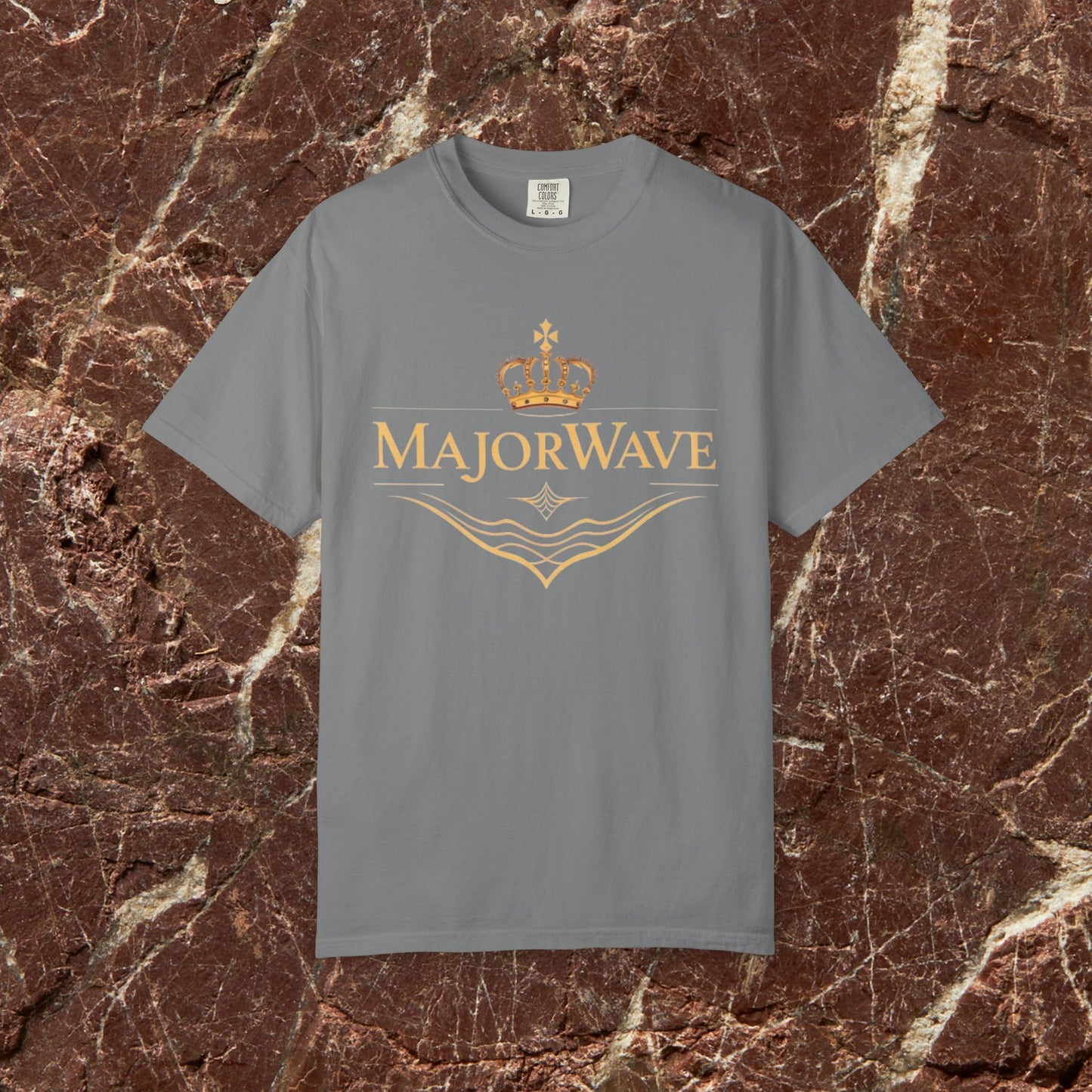 MajorWave Crown Logo T-Shirt — Floral Wreath Back Graphic