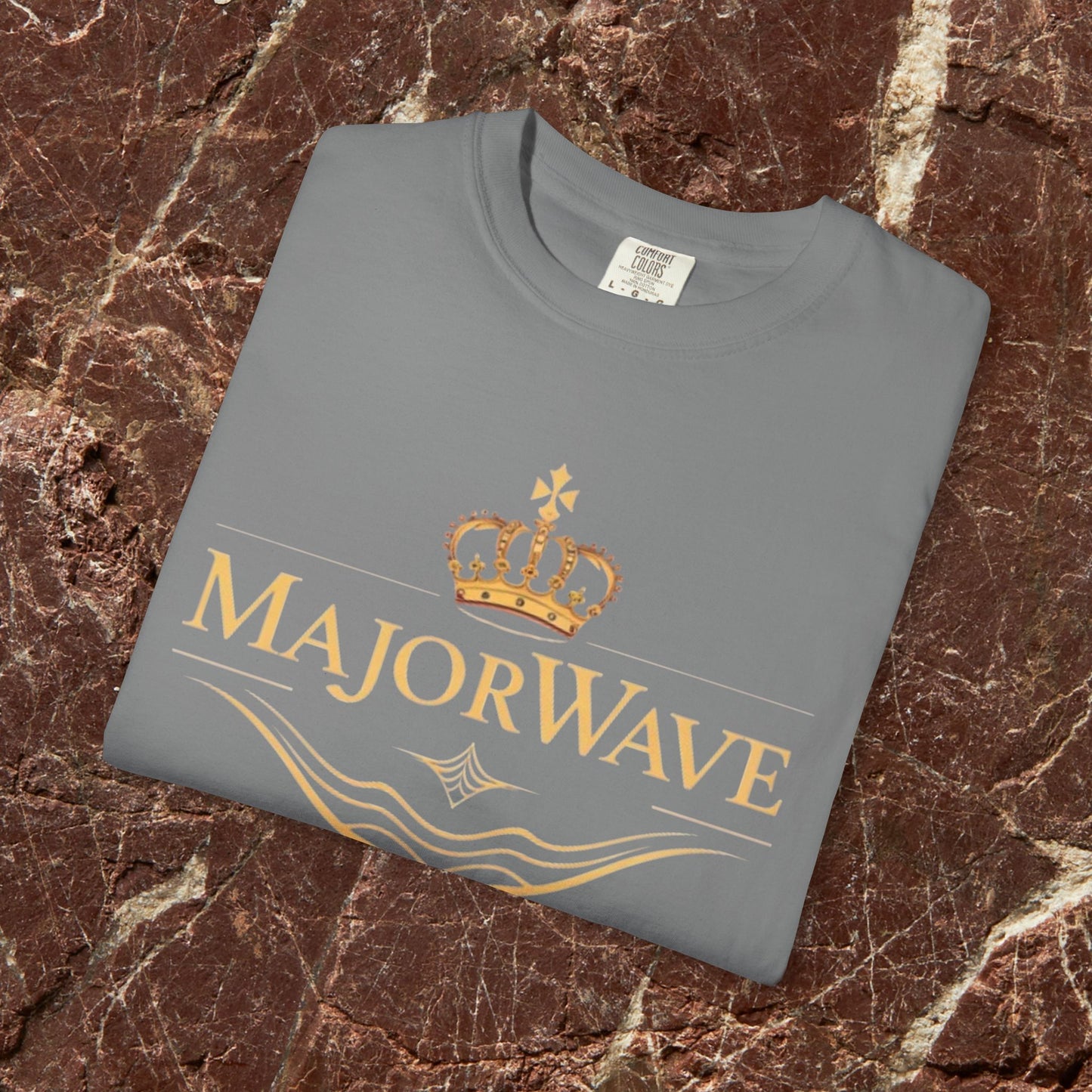 MajorWave Crown Logo T-Shirt — Floral Wreath Back Graphic
