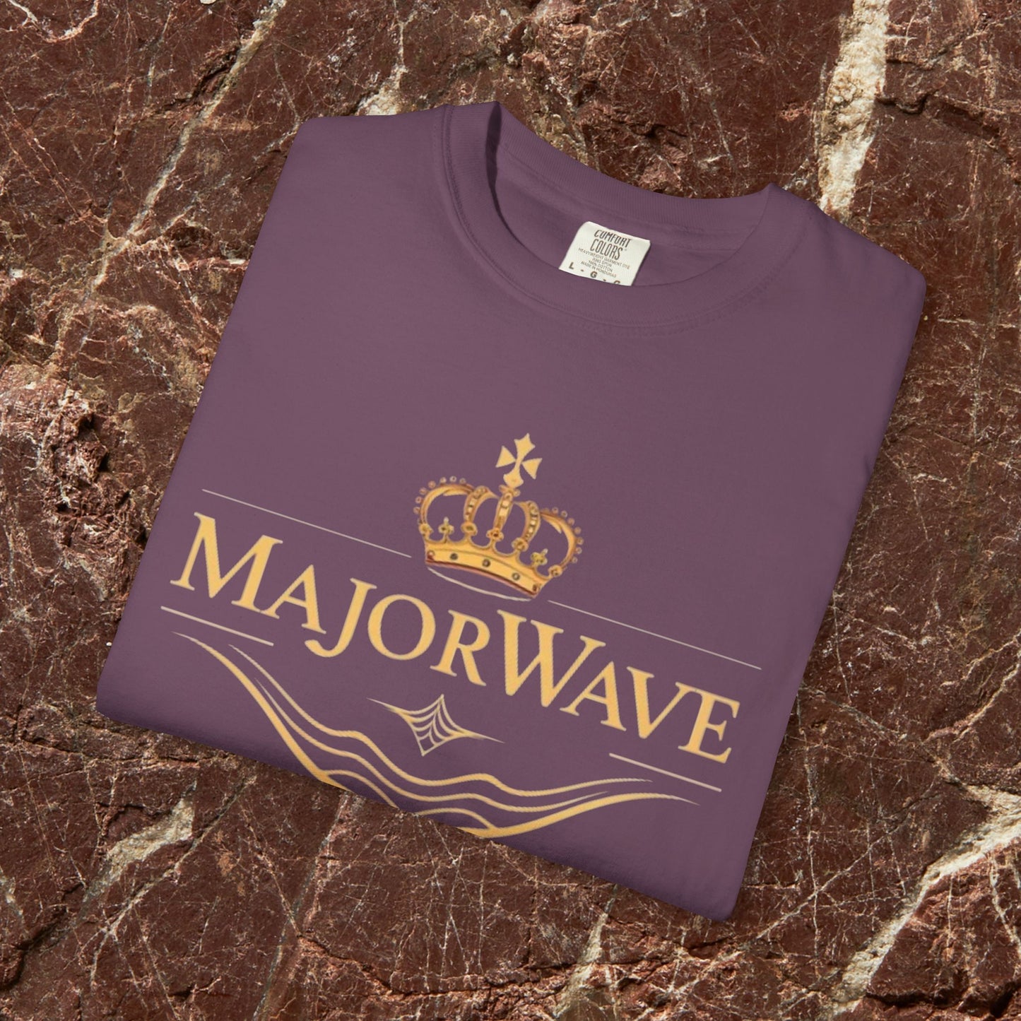 MajorWave Crown Logo T-Shirt — Floral Wreath Back Graphic