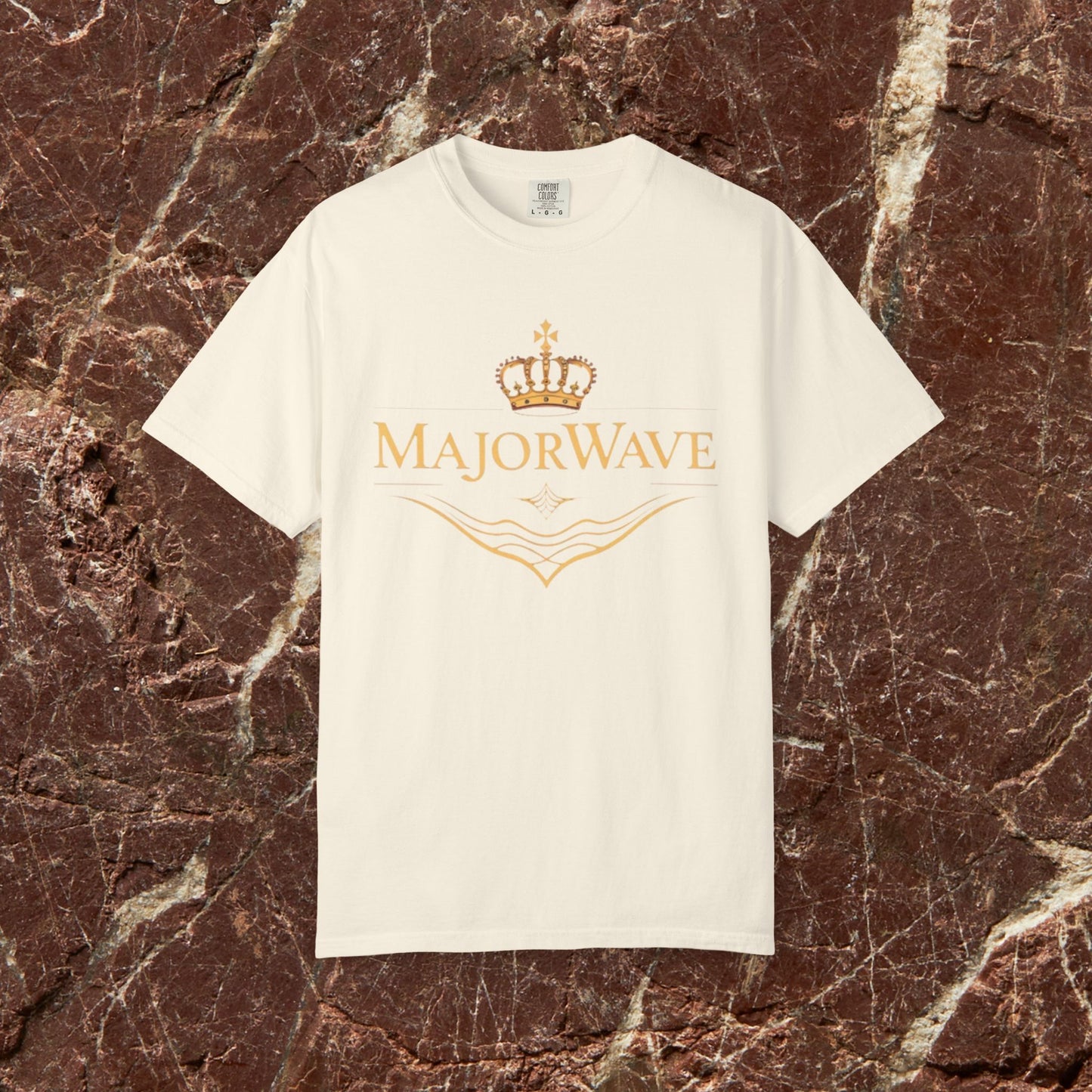 MajorWave Crown Logo T-Shirt — Floral Wreath Back Graphic