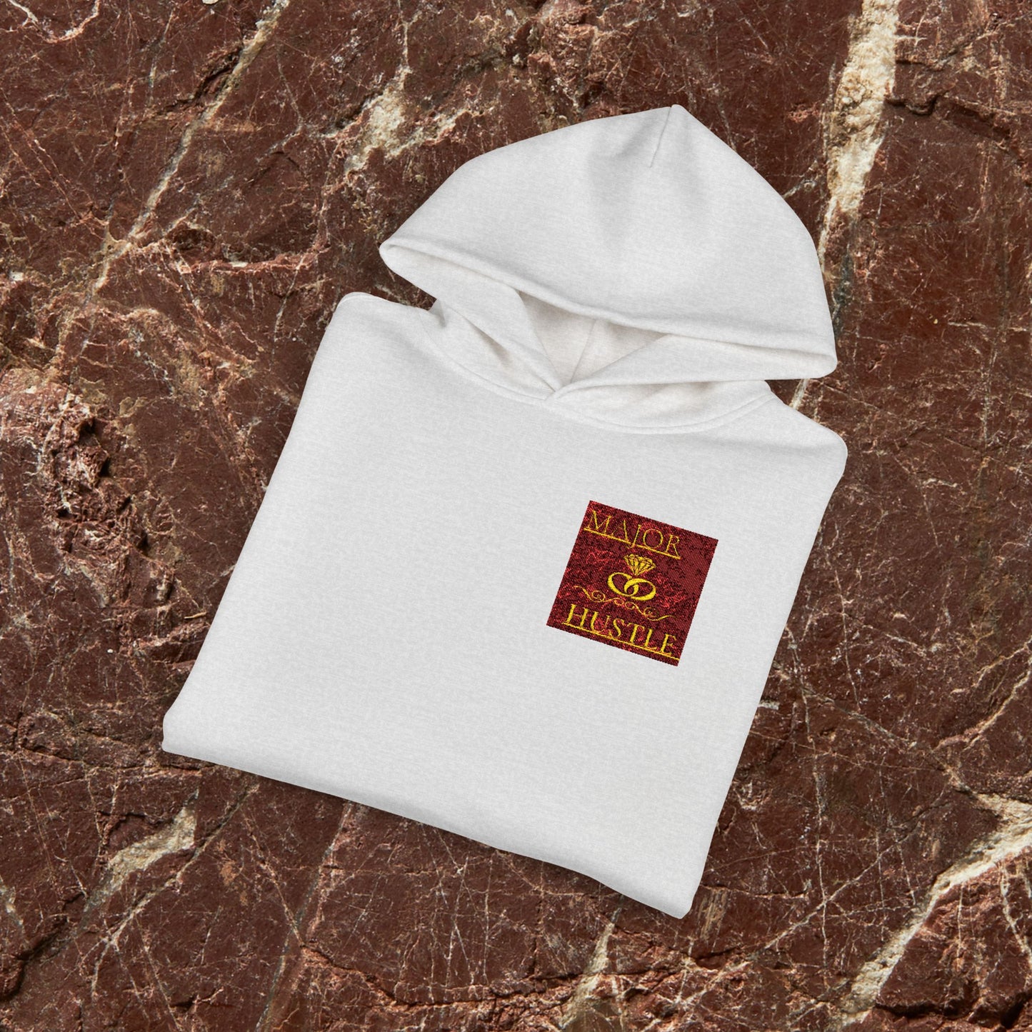 Relaxed Hoodie with Vintage Gold Dragon Chest Patch — Cozy Streetwear Pullover