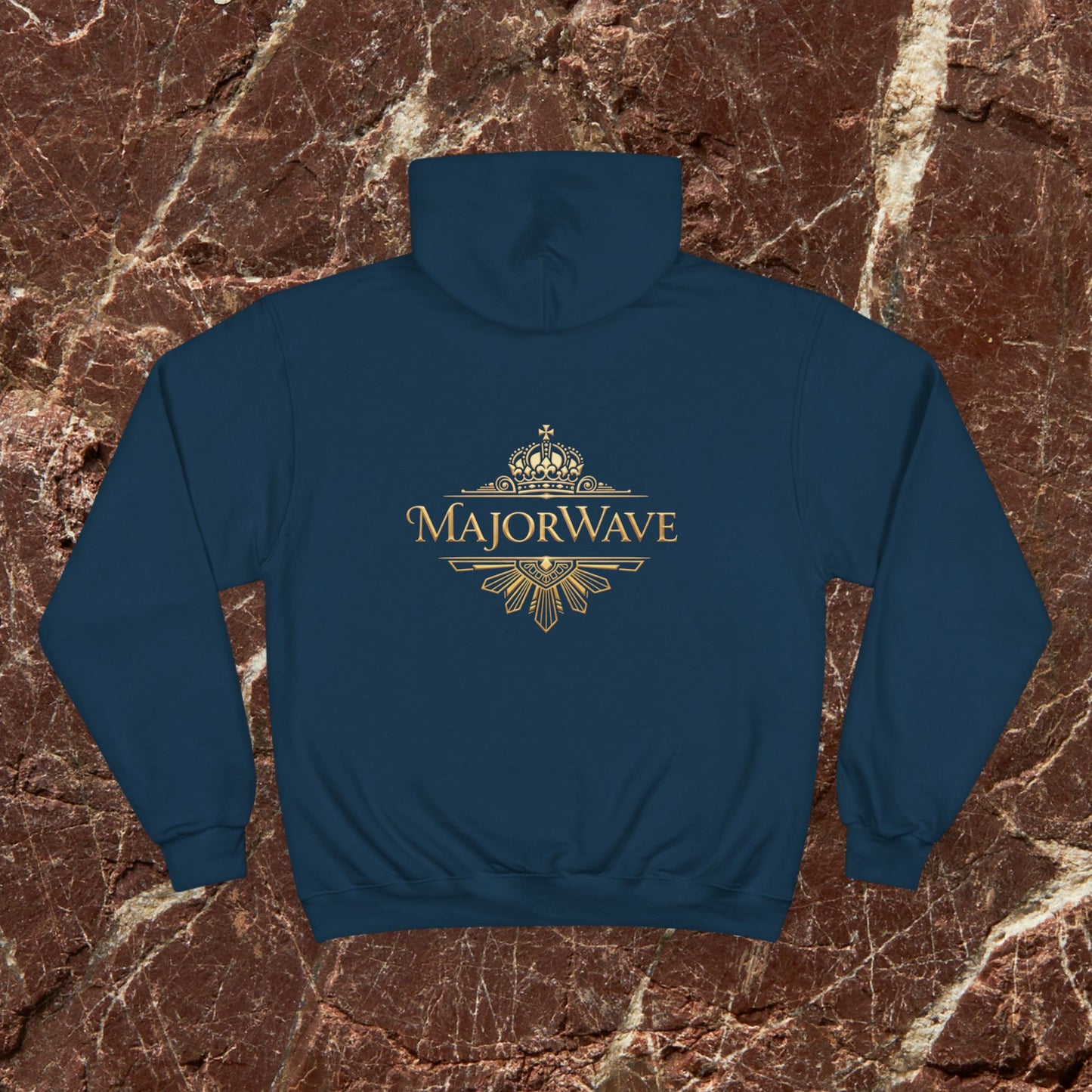 MajorWave Crown Logo Hoodie — Vintage Gold Emblem Champion Sweatshirt