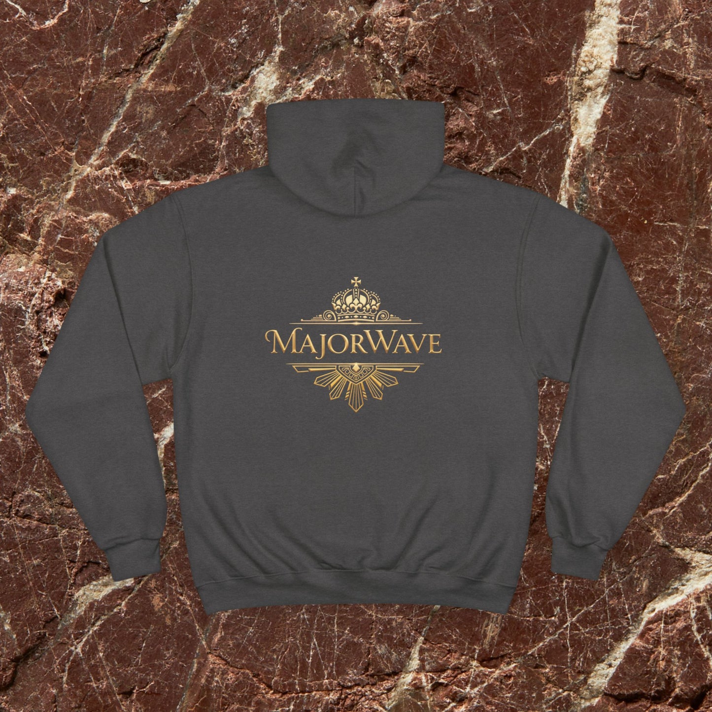 MajorWave Crown Logo Hoodie — Vintage Gold Emblem Champion Sweatshirt