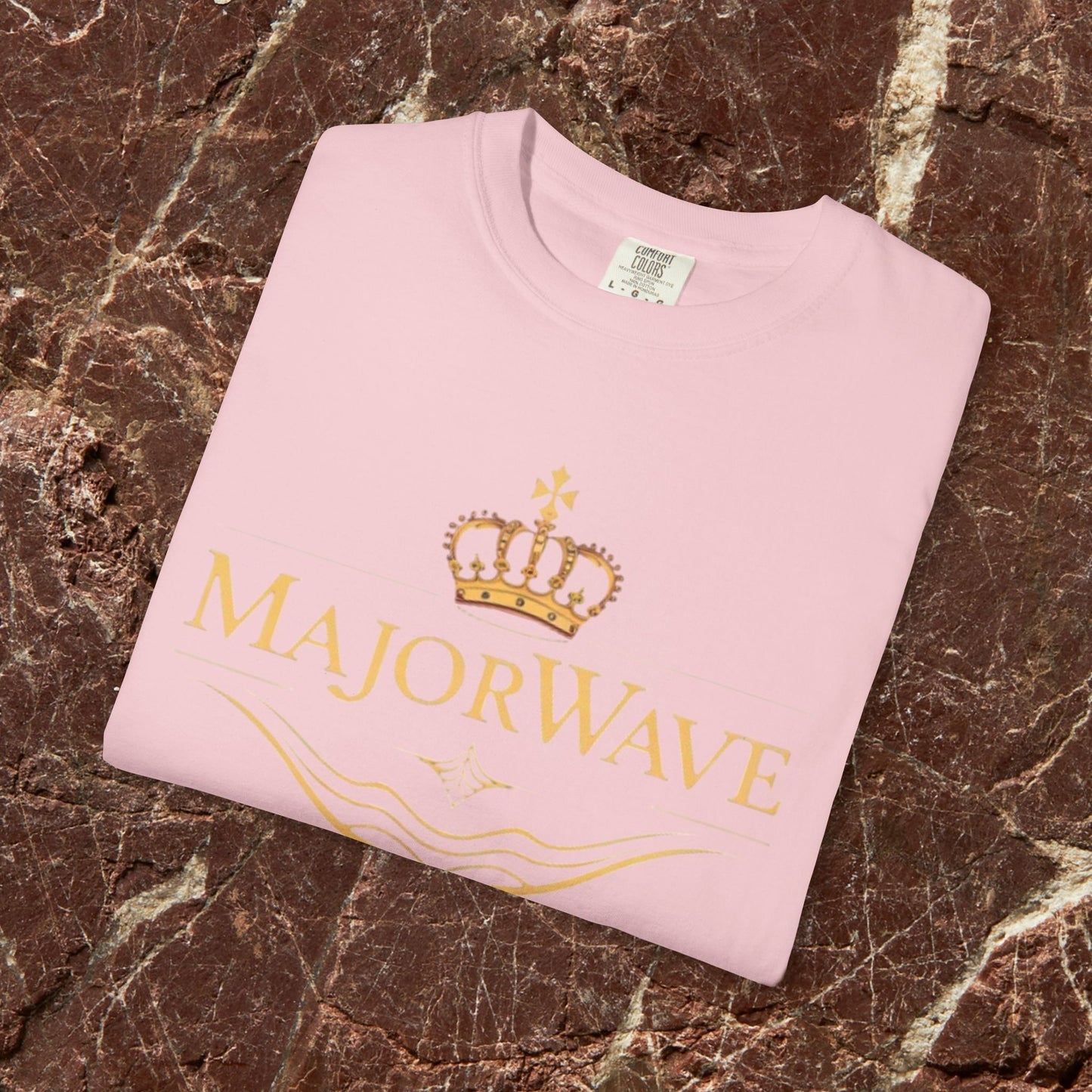 MajorWave Crown Logo T-Shirt — Floral Wreath Back Graphic