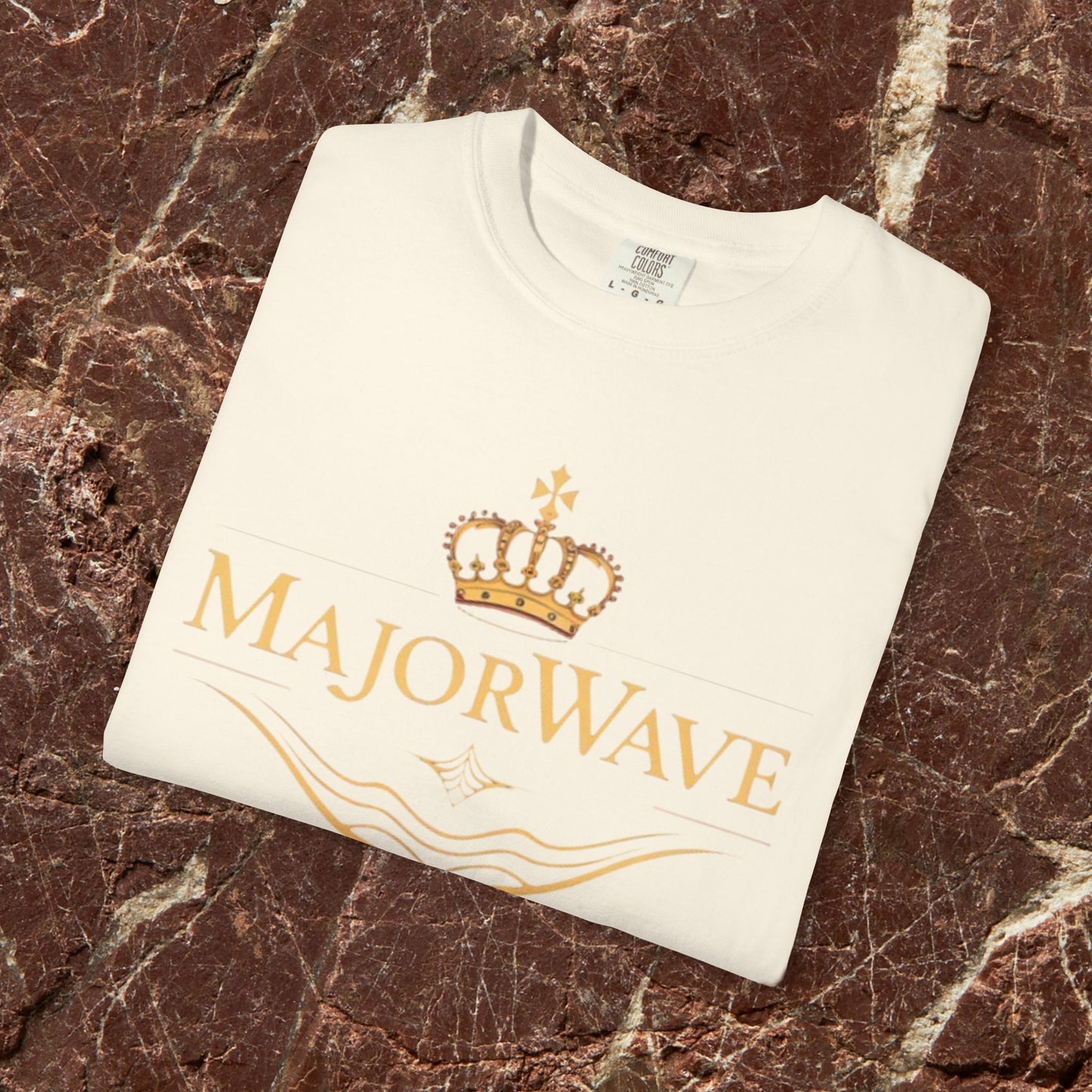 MajorWave Crown Logo T-Shirt — Floral Wreath Back Graphic