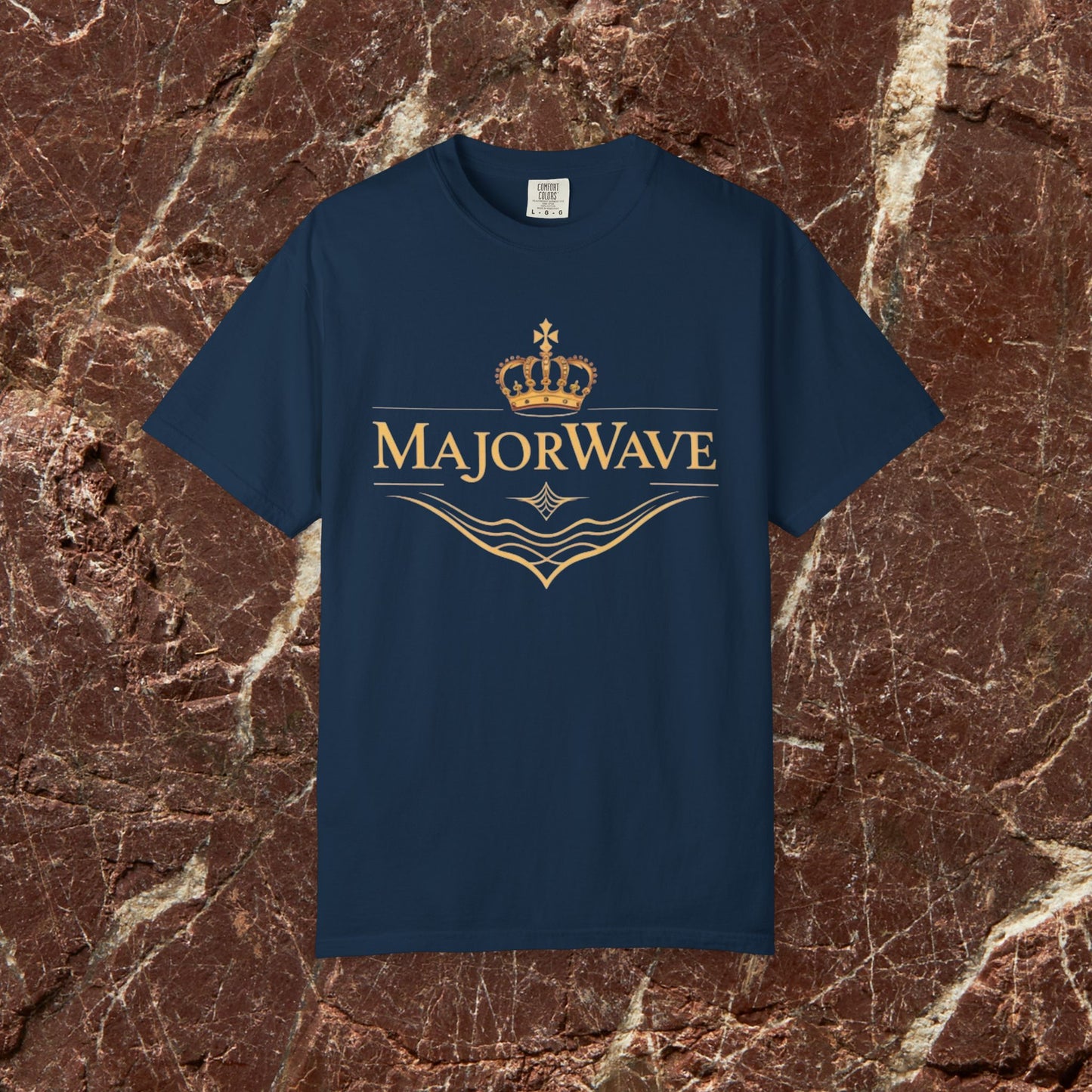 MajorWave Crown Logo T-Shirt — Floral Wreath Back Graphic