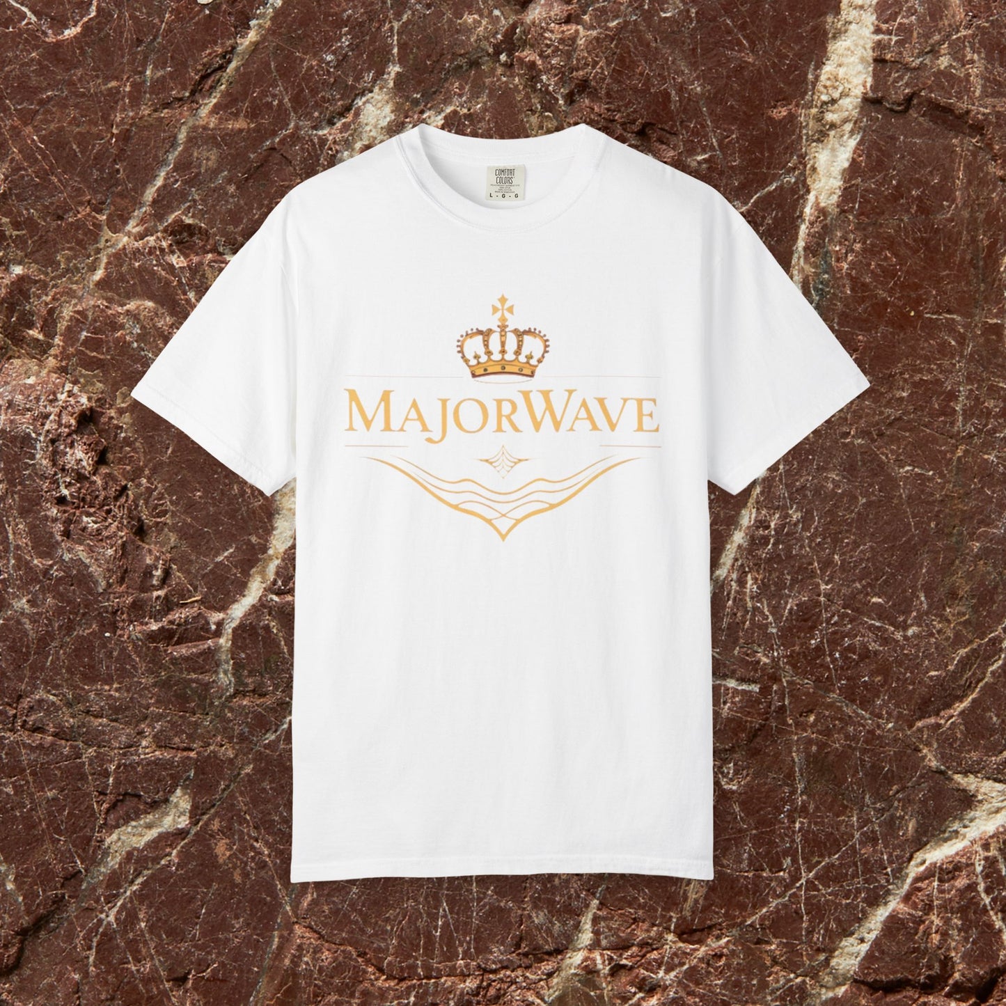 MajorWave Crown Logo T-Shirt — Floral Wreath Back Graphic