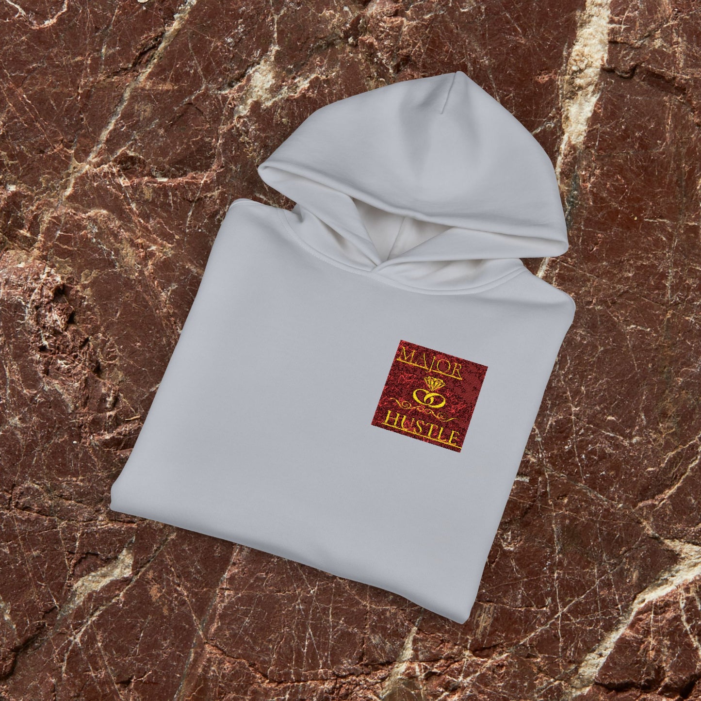 Relaxed Hoodie with Vintage Gold Dragon Chest Patch — Cozy Streetwear Pullover