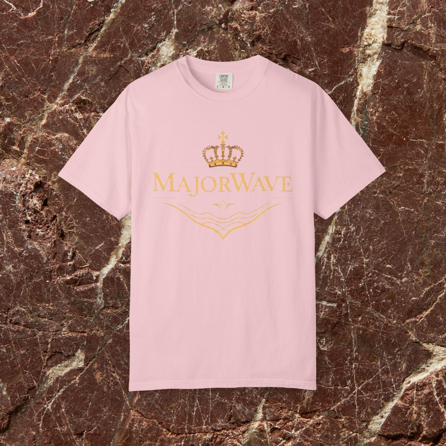 MajorWave Crown Logo T-Shirt — Floral Wreath Back Graphic