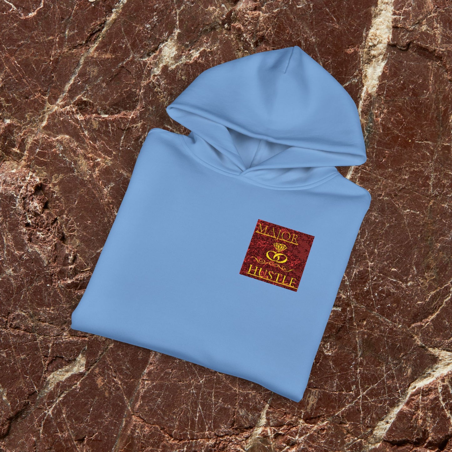 Relaxed Hoodie with Vintage Gold Dragon Chest Patch — Cozy Streetwear Pullover