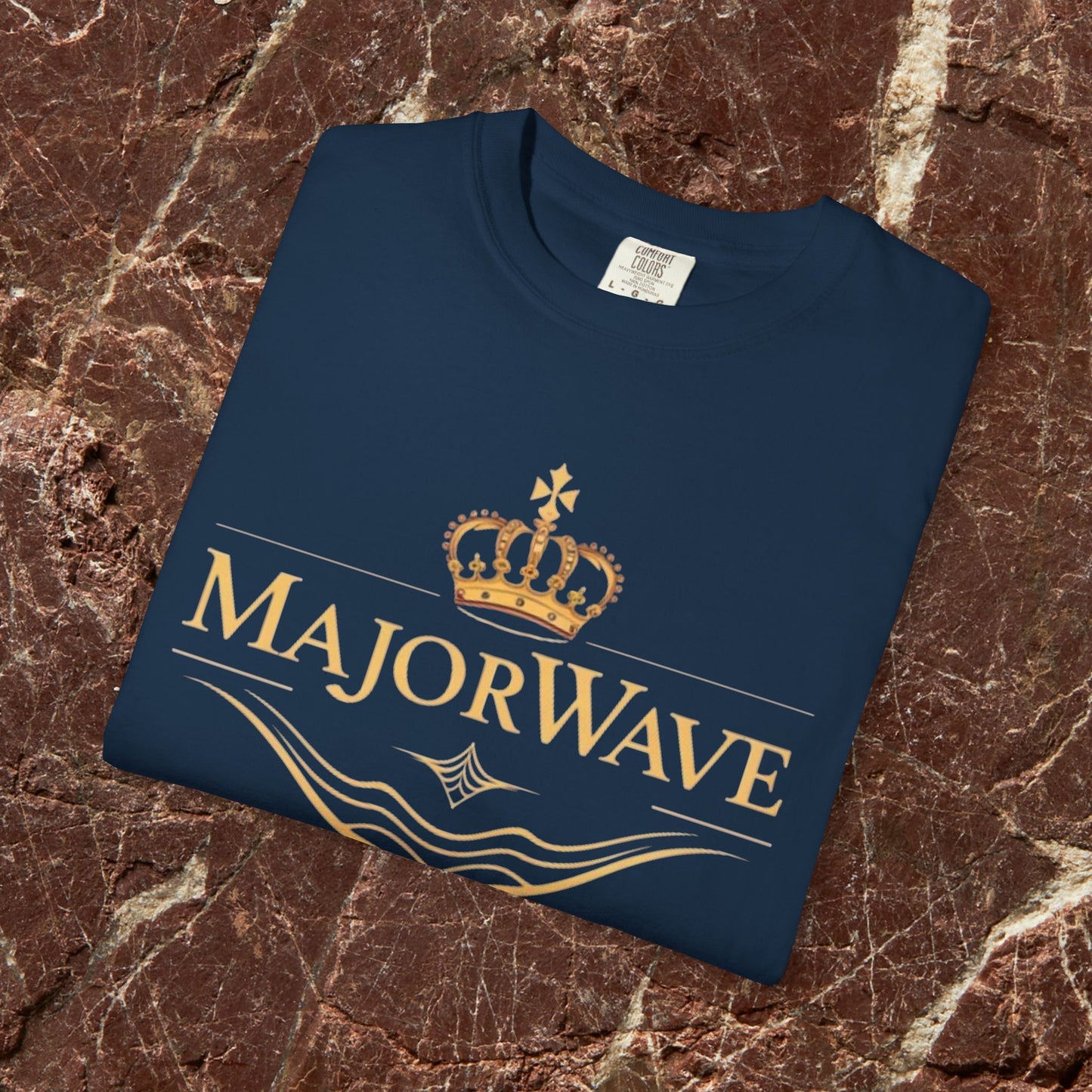 MajorWave Crown Logo T-Shirt — Floral Wreath Back Graphic